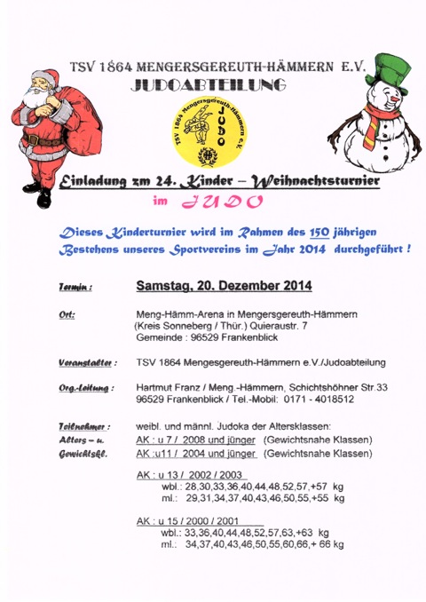 Einladung zum Weihnachtsturnier 2014 -Bl. 1